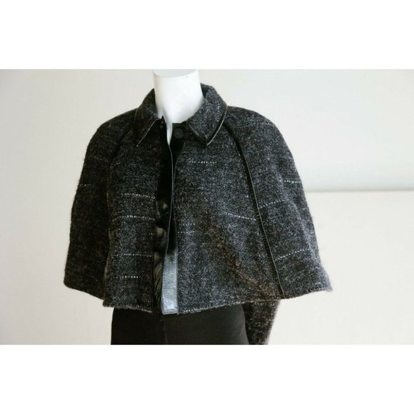 Adam Pluserve by Adam Lippes Dark grey Wool Blend Cape Jacket 8 - Picture 3 of 9